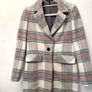 Intermix Single Breasted Plaid Coat Size P